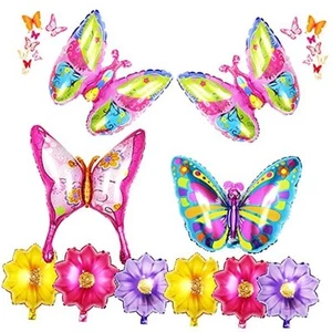 10 Pcs Foil Flower Butterfly Balloons, Colorful Butterfly Balloon with Floral - Picture 1 of 8