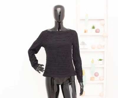 Camicia top semi trasparente Anne Fontaine Paris blusa nera onde... - Immagine 1 di 4