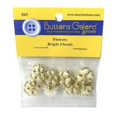Buttons Galore & More Craft Sewing Shank Buttons Flowers with Gold Trim 8 Count - Image 1 of 3