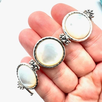 Michael Dawkins Pearl Sterling Silver Bracelet 8 Inch 51 Grams - Image 1 of 2