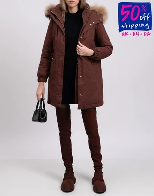 PVP €315 PENNYBLACK Chaqueta Parka IT36 US0 UK4 2XS Marrón Piel de Mapache Borde Con Capucha Foto 1 de 4