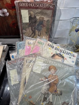 9 GOOD HOUSEKEEPING MAGAZINES ILLUSTRATIONS, STORIES ADS 1923 -1955 Rockwell Foto 1 de 4