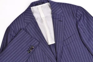 Suitsupply Havana Pinstripe Navy Wool Unstructured Blazer Jacket 40R - Picture 1 of 16