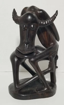 Makonde Shetani 雕刻木制雕塑艺术家签名非洲装饰 — 第 1/4 张图片