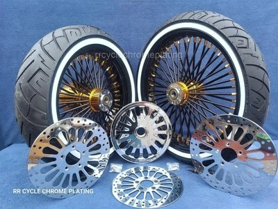 DNA 猛犸 52 黑色辐条金轮转子滑轮轮胎哈雷 09-23 公路滑翔 — 第 1/4 张图片