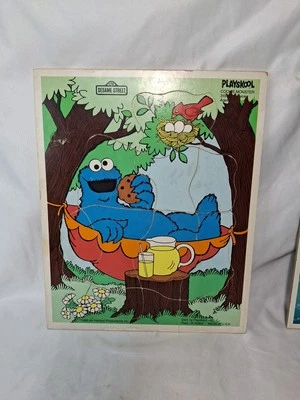 1988 Vintage Playskool Wood Puzzle Sesame Street Cookie Monster Muppet 315-29 - Image 1 of 4