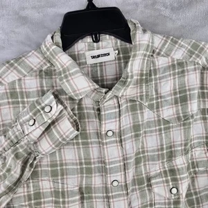 Camicia Huckberry Taylor Stitch lino perla bottoni a pressione verde taglia 42 large - Foto 1 di 7