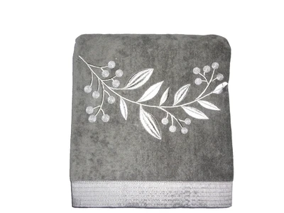 AVANTI MADISON GRIS PLATA BORDADA VIDES DECORATIVO (1) TOALLA DE BAÑO 26X50 Foto 1 de 4