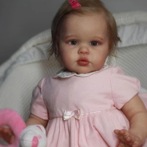 22" Art Handmade Toddler Reborn Baby Doll Rooted Hair Lovely Girl Birthday Gift - Picture 1 of 5