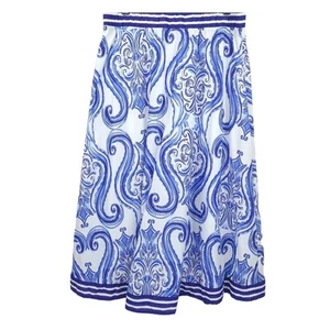 Weiche Umrandung blau Paisley voller Midirock Damen Größe Medium gefüttert Boho - Bild 1 von 4