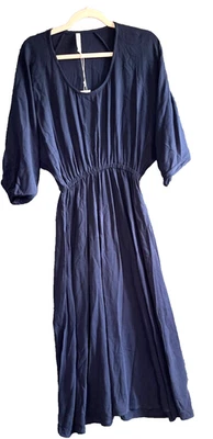 Vestido Rachel Pally XS Azul Marino Yaritza Elastizado Minimalista Americano Costero Nuevo con Etiquetas Foto 1 de 4