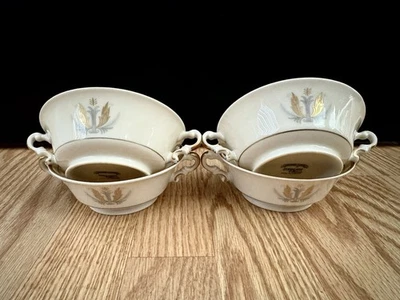 4 cuencos de sopa crema con patas Governor Clinton Syracuse China beige/dorado/gris de colección Foto 1 de 4