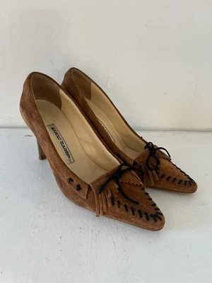 Tacón para mujer Manolo Blahnik vintage años 90 talla 37 marrón gamuza punta Foto 1 de 4