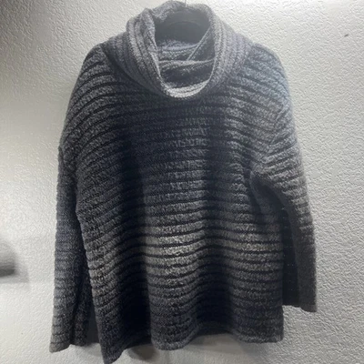 Свитер женский Coldwater Creek Xl 18 свободный черепаховый вырез серый синий тон оттенки коричневый - Изображение 1 из 4