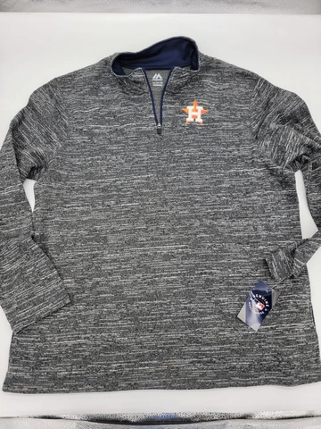 Majestic HOUSTON ASTROS 1/4 Zip Fleece Baseball Pullover L/S Shirt Sweater 2XL Cover