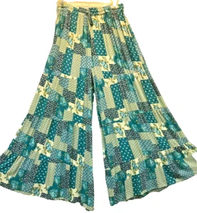 Neu mit Etikett SACRED THREADS Boho Hippie funky Viskose weites Bein Stufen HOSE L kostenloser Versand - Bild 1 von 6