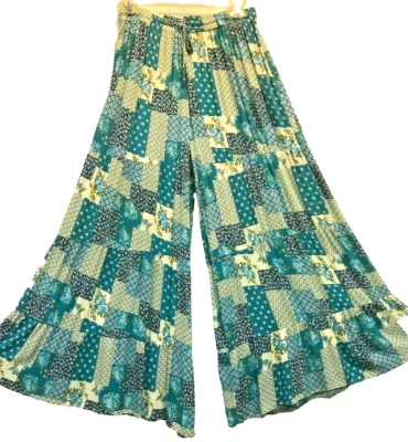 Nwt SACRED THREADS boho hippie funky rayon wide leg tiered PANTS L Free shipping - Image 1 of 4
