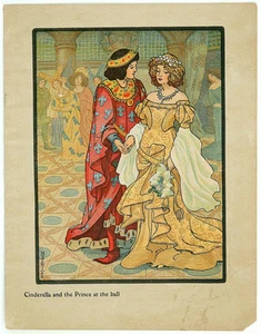 NOBLE IVES Antiguo y Raro Libro 1912 Cromolito CENICIENTA Y EL PRÍNCIPE  - Imagen 1 de 1