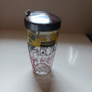 Vintage Glass Cocktail Shaker Paris Landmarks Drink Recipes Bloomfield Ind. - Bild 1 von 4