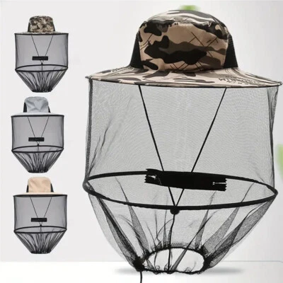 Sombrero de Apicultor Mosquito Abeja Insectos Red Velo Cabeza Protector Facial Pesca Senderismo EE. UU. Foto 1 de 4