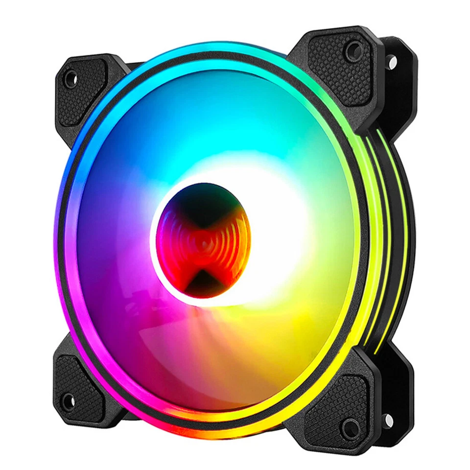 120mm RGB Computer Case Fan Quiet Cooling Fans LED RF Remote Control DIY PC ARGB - Image 1 of 4