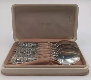 Set di sei antichi cucchiai da demitasse in argento sterling 1850-1899 - Foto 1 di 12