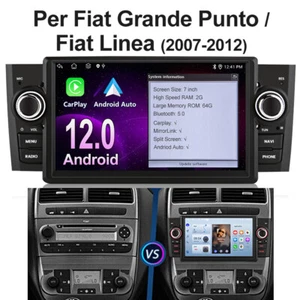 Per Fiat Grande Punto Linea 2007-2012 Android 12 Autoradio GPS Navi Carplay WIFI - Foto 1 di 12