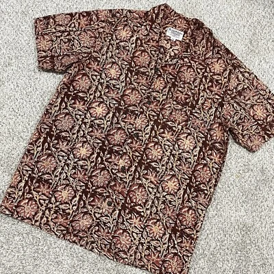 Camisa Schott Mediana Roja Floral Cachemira Manga Corta Botón Perfecto Hawaiana Foto 1 de 4