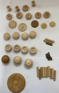 Konvolut unbehandelte Kiefernholz Knöpfe Schrank Schubladen - Bild 1 von 24