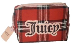 Juicy Couture Red/Black Scottish Tartan Plaid Makeup Bag -Valentine's Day Sale- - Picture 1 of 6