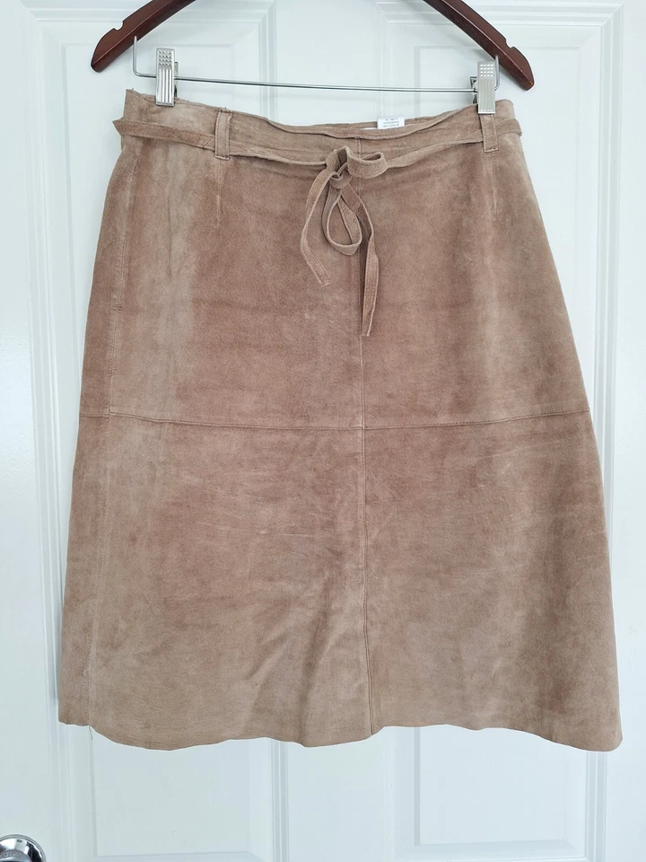 ISAAC MIZRAHI Bronceado Mujer Talla 10 Falda Cuero Línea A, Midi Foto 1 de 4