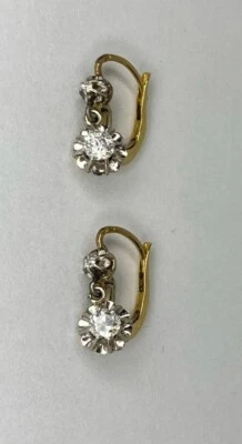 B/O Dormeuses en Or Jaune et Gris 18 K / Diamants / Réf MP2395 - Imagen 1 de 4