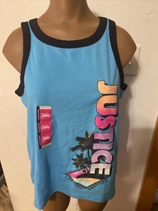 Justice Girls Size XL 16P/18P Tank Top  Shirt “Live Your Best Life” Blue NEW - Picture 1 of 12