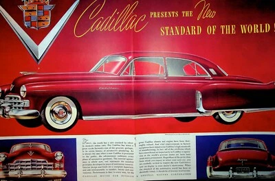 Original 1948 Cadillac Ad: Red Cadillac Fleetwood, Standard of the World - Image 1 of 2