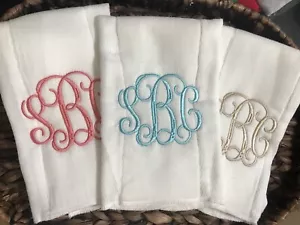 Burp Cloth Set Personalized with Initials - Picture 1 of 3