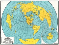 1947 Antique World Map Vintage Map of the World Globe Gallery Wall Art 5462