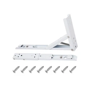 2PCS 9.84"x5.12" White Folding Shelf Brackets Space Saving Collapsible Metal Use - Picture 1 of 6