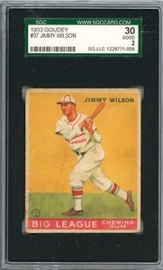 1933 Goudey Jimmy Wilson #37 SGC 2 P1361
