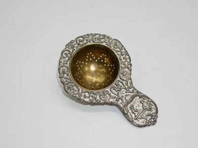 Antiguo colador de té alemán con plato de plata marca "Alemania" Foto 1 de 4