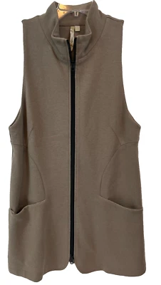 Comfy USA Jumper Dress Sz S Tan Front Zipper Pockets 32" Length #PT142 Lagenlook - Image 1 of 4