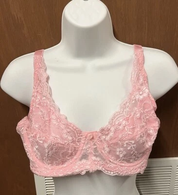 Sujetador de encaje vintage rosa talla 38D no acolchado Foto 1 de 4