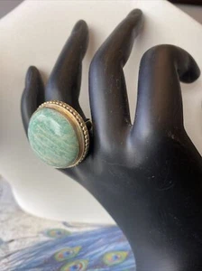 Sz 7 Sterling Silver 925 Green Amazonite Ring New Old Stock - Picture 1 of 10