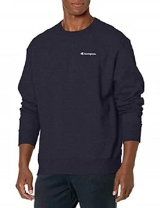 NEW Champion Men's Powerblend Fleece Crew,Left Chest Script -NAVY (LARGE) - Picture 1 of 2