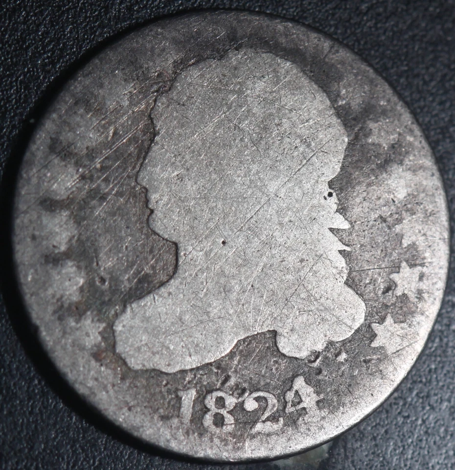 Moneda de diez centavos busto tapado 1824/2 - ¡mejor fecha! Foto 1 de 2