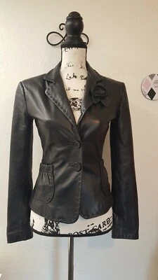 XOXO Black Leather Jacket Style 641723 Size S - Image 1 of 4