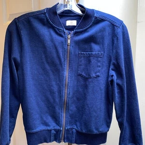 AG Adriano Goldschmied KIDS Unisex Dark Wash Faded Denim Zip Up Jacket SIZE SM - Picture 1 of 4