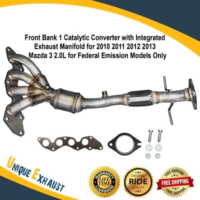 Colector de escape delantero catalítico para 10-13 Mazda3 2.0L modelo de emisiones federales Foto 1 de 4