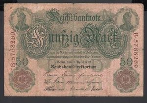 Germany 50 Mark 1910 VG-F P. 41, Banknotes, Circulated - Picture 1 of 2