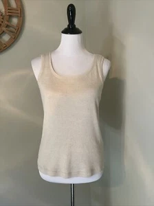 Gold Shimmer Tank Top Shirt Ultimate Tee Cotton Blend From Chico's Small / 1 - Picture 1 of 7