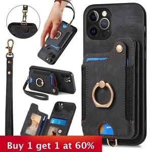 Leather Flip Wallet Phone CoverCase For iPhone 16 15 14 13 12 Pro Max XS XR 8 7 - Picture 1 of 30